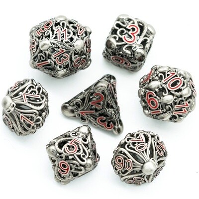 Cthulhu Hollow Metal Dice Silver