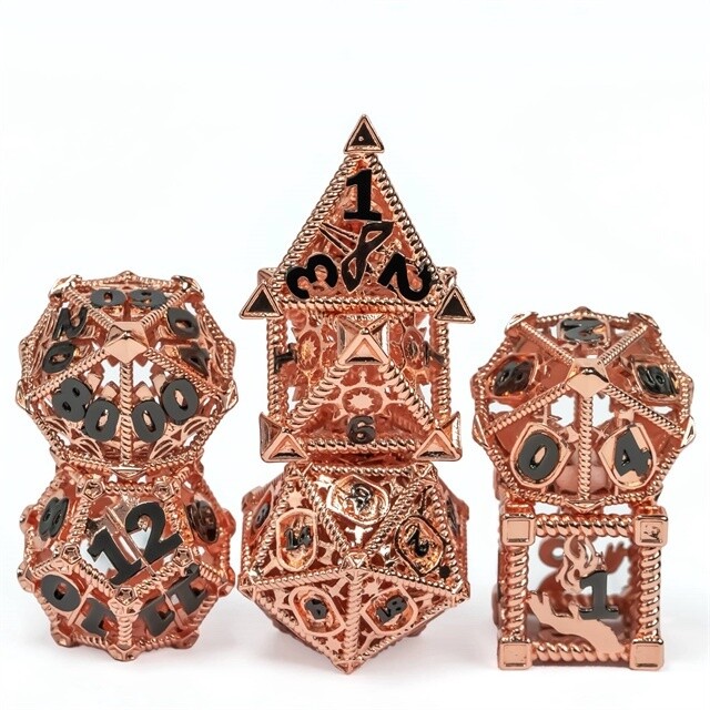 Dungeon Party Hollow Metal Dice Rose Gold