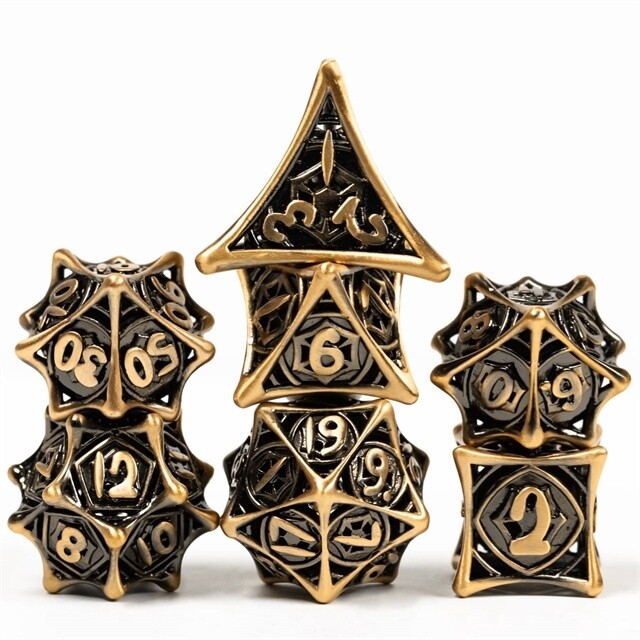 Lair of the Spider Queen Hollow Metal Dice Ancient Gold