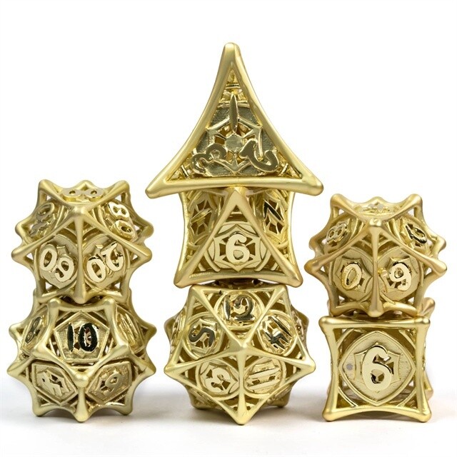 Lair of the Spider Queen Hollow Metal Dice Gold