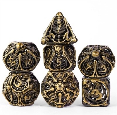 Lich’s Lair Hollow Metal Dice Gold