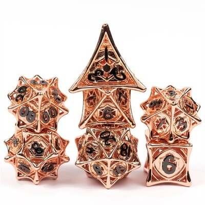 Lair of the Spider Queen Hollow Metal Dice Rose Gold