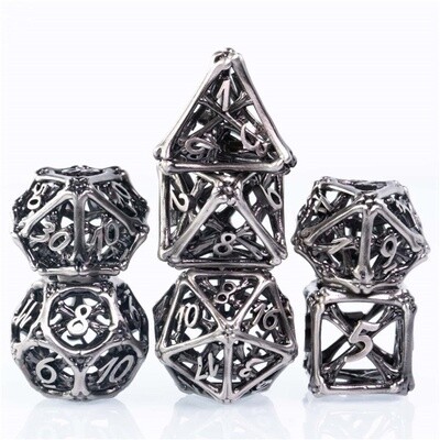 Scattered Bones Hollow Metal Dice Ancient Silver