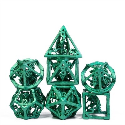 Trapped Dragon Hollow Metal Dice Green