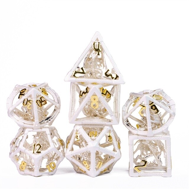 Trapped Dragon Hollow Metal Dice Silver