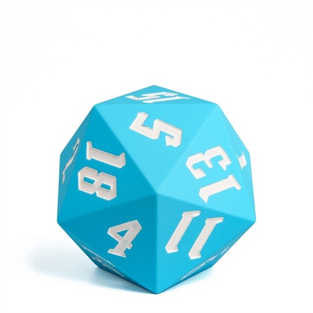 Sky Blue 55mm Silicone D20 with Painted Numbers