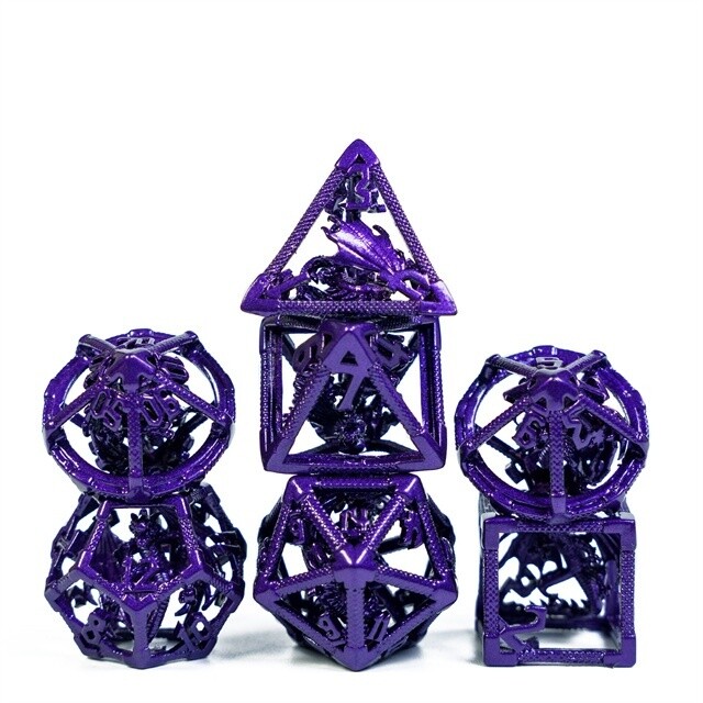 Trapped Dragon Hollow Metal Dice Purple