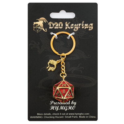D20 Keychain Red/Gold