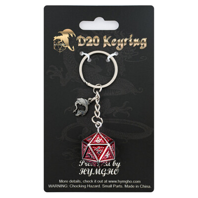 D20 Keychain Red/Silver