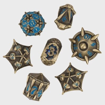 Bronze Dragon Artifacts Metal Dice - Blue