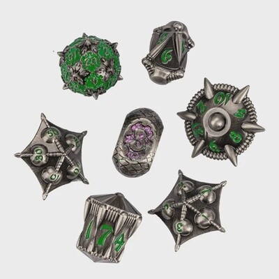 Silver Dragon Artifacts Metal Dice - Green