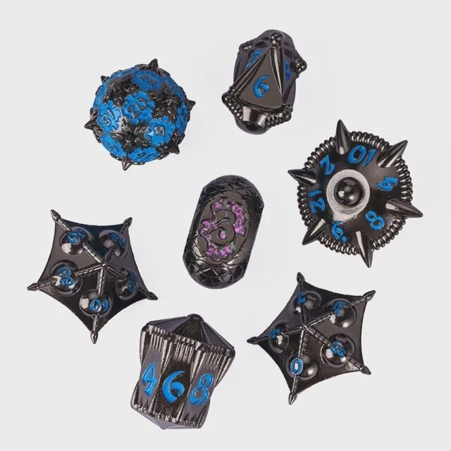 Black Dragon Artifacts Metal Dice - Blue Purple