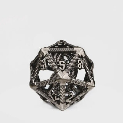 Trapped Dragon D20 - Ancient Silver