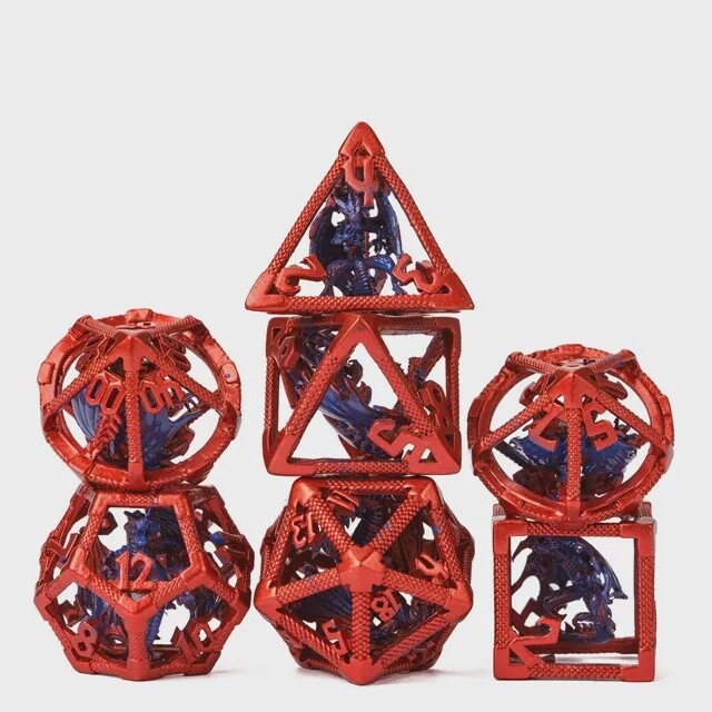 Fire and Ice Trapped Dragon Hollow Metal Dice