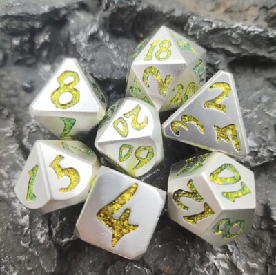 Dwarven Guard Silver and Gold Metal Dice