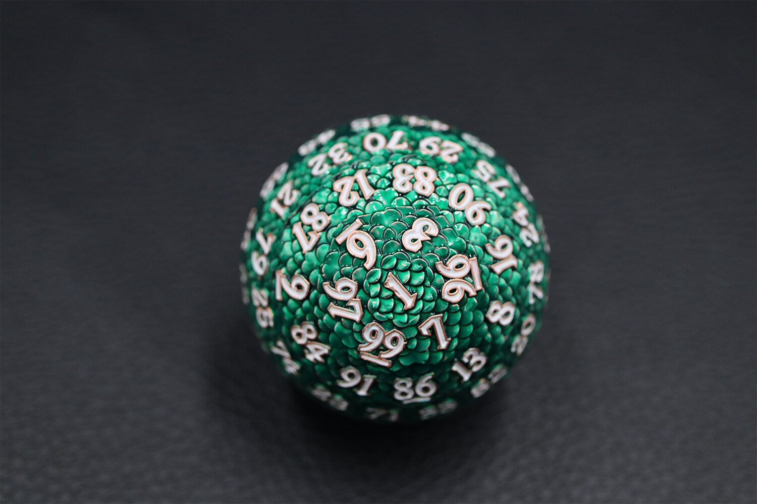 48mm D100 Green Dragon Scales with Copper Rimmed White