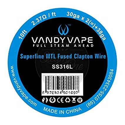 FILO RESISTIVO VANDY VAPE SUPERFINE MTL SS316 FUSED CLAPTON HEATING RESISTANCE WIRE - 30GA X 2 + 38GA, 2.37 OHM / FT, 3M (10 FEET) FILO RESISTIVO VANDY VAPE SUPERFINE MTL SS316 FUSED CLAPTON