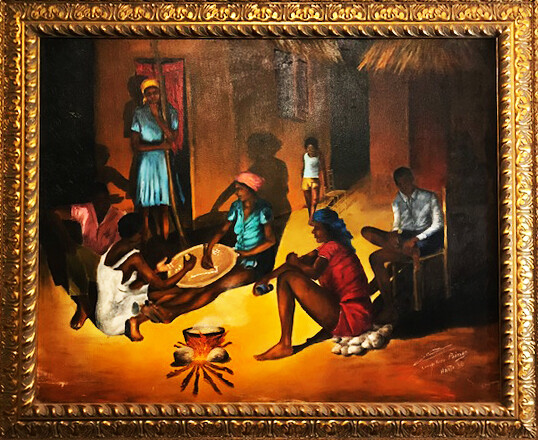 Playing Domino by Louverture Poisson 24 x 30