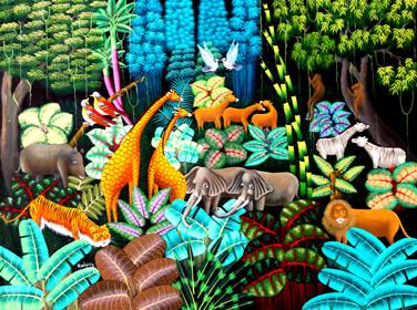 On Sale 40 % Off From May 17 to May 27. JUNGLE Kedson Estigene 30 x 40 Acrylic on canvas