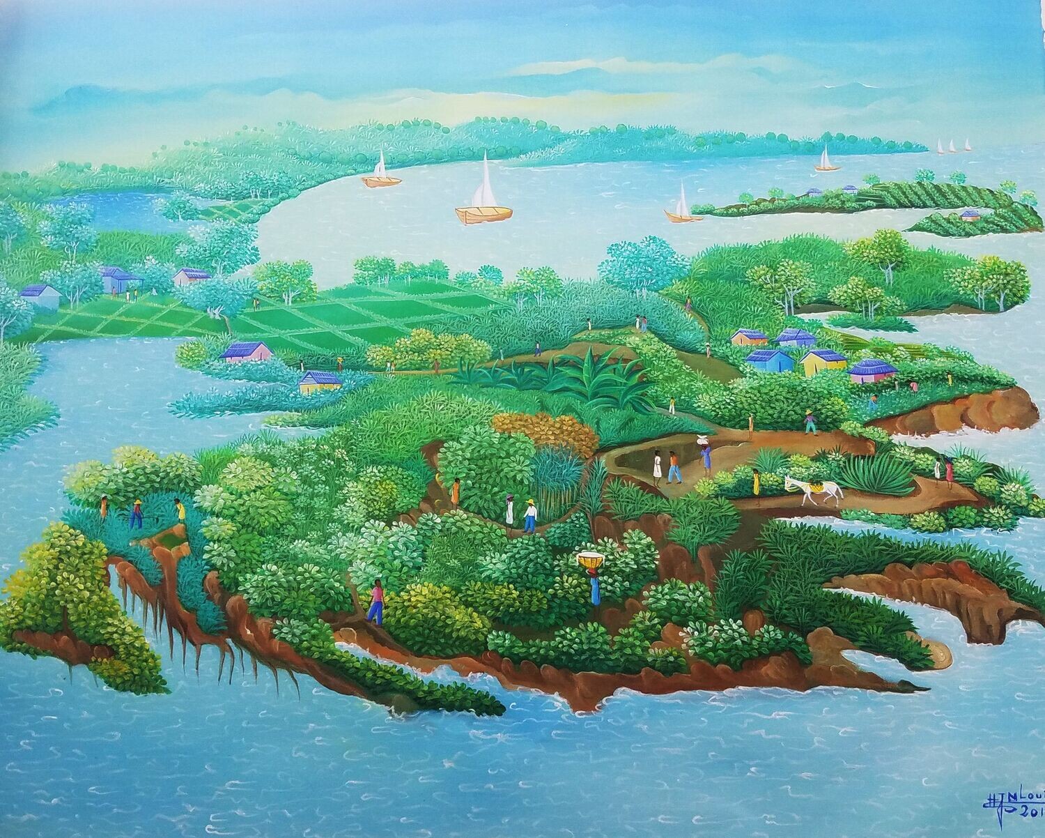On Sale 30 % Off From May 17 to May 27. Landscape by Henri Jean Louis Acrylic on Canvas