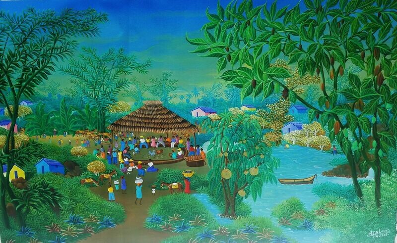 ROOSTER FIGHT 24 x 36 Acrylic on Canvas