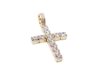 Solitaire 4MM CZ Cross Gold Finish