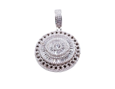 Cluster Round Sterling Silver Pendant