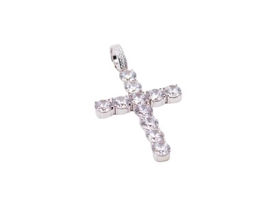 Solitaire 4MM CZ Cross Sterling Silver
