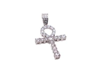 Solitaire CZ Ankh Cross Silver