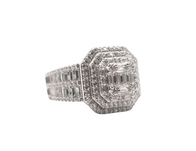 Baguette Square Top 4 Row Ring