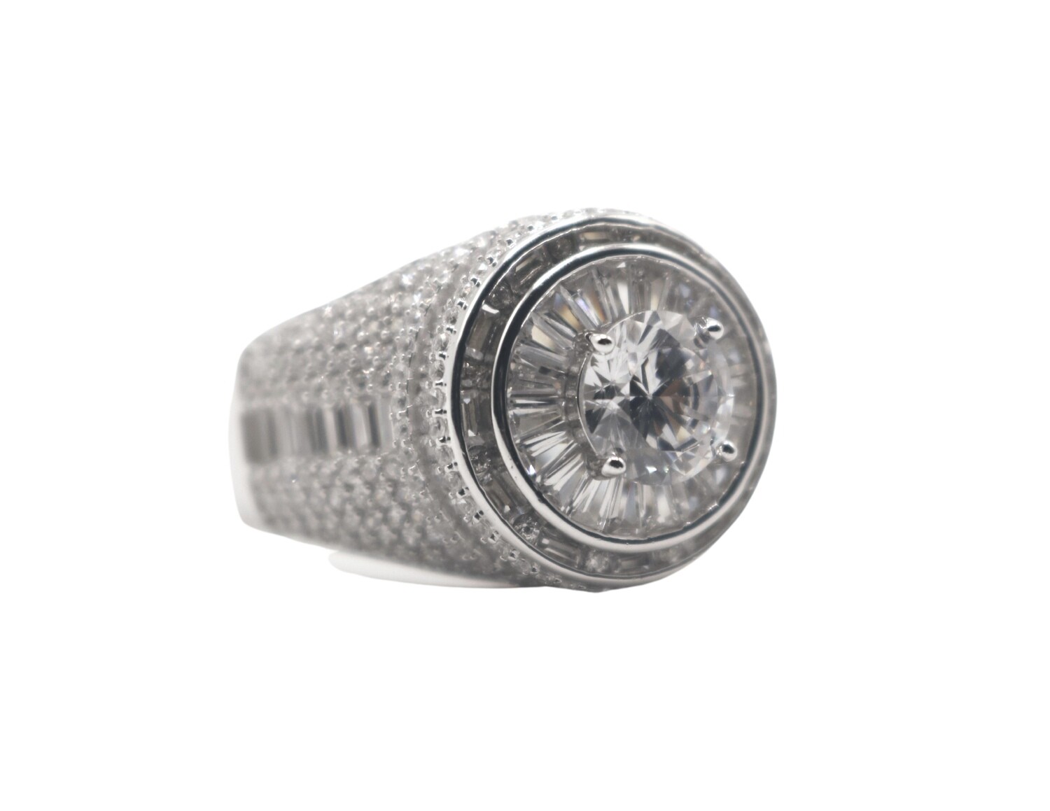 Round Top Solitaire Double Layered Ring