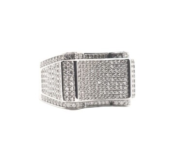 Micro Pave Cluster Set Curved Ring