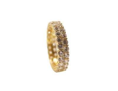 Two Row Solitaire Eternity Yellow Tone Ring