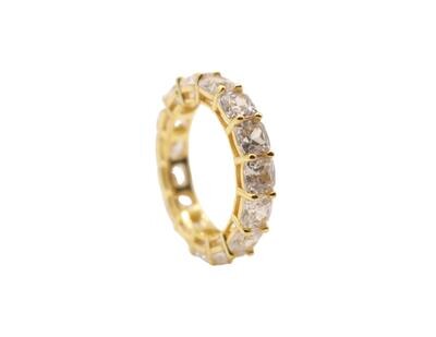 Solitaire Round Eternity Yellow Tone Ring