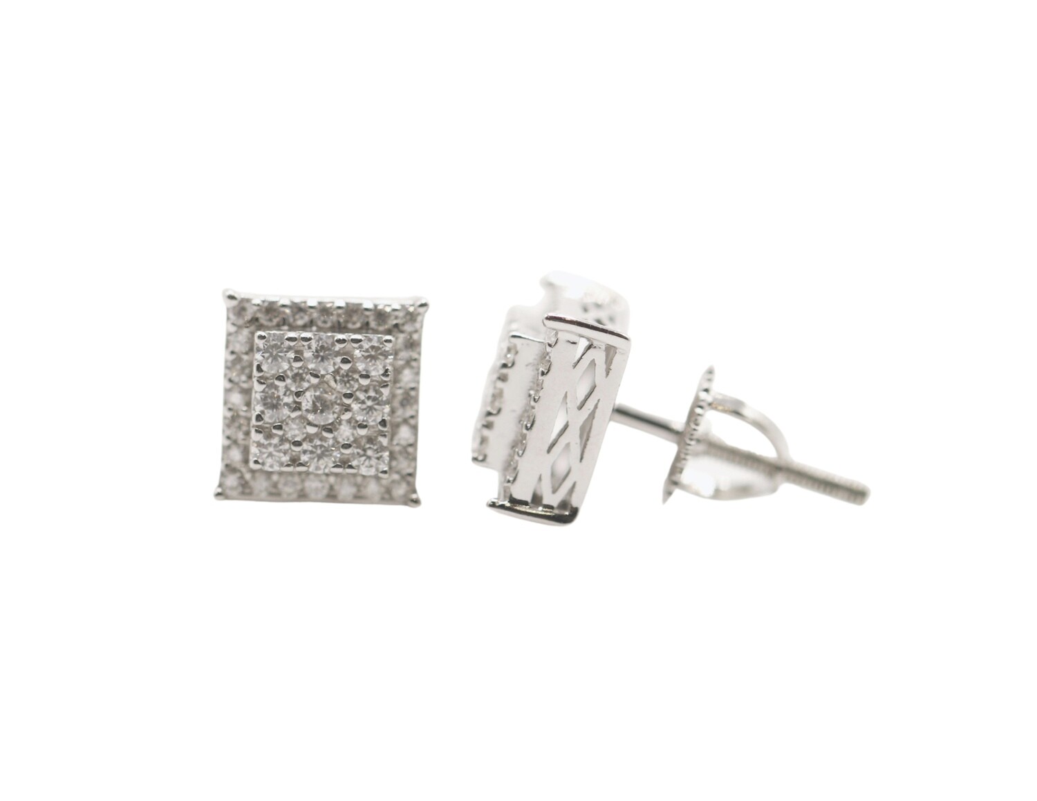 Double Layer Square Sterling Silver Moissanite Earrings