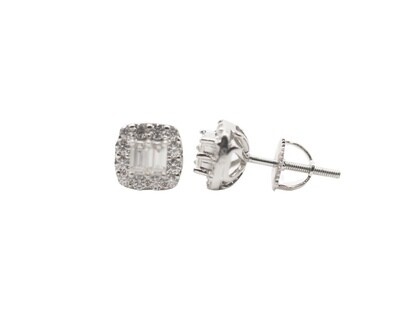 Baguette Top Sterling Silver Moissanite Earrings