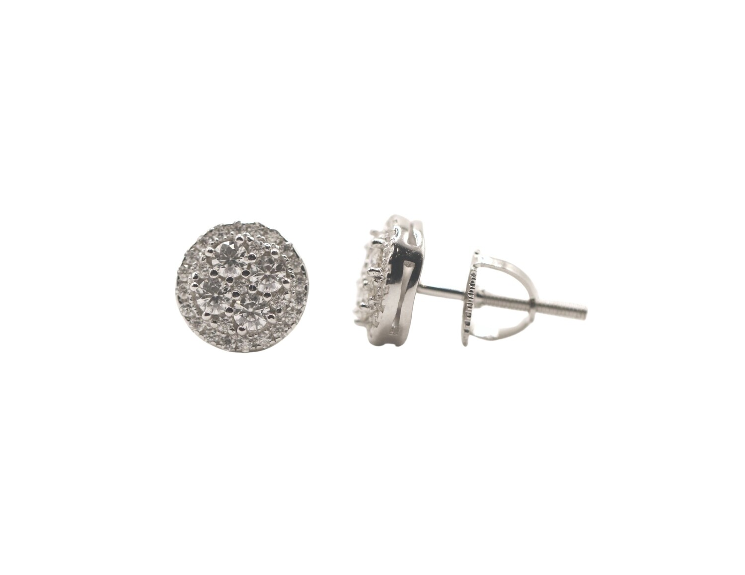 Double Layered Round Sterling Silver Moissanite Earrings