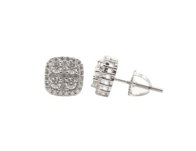 Curved Square Sterling Silver Moissanite Earrings