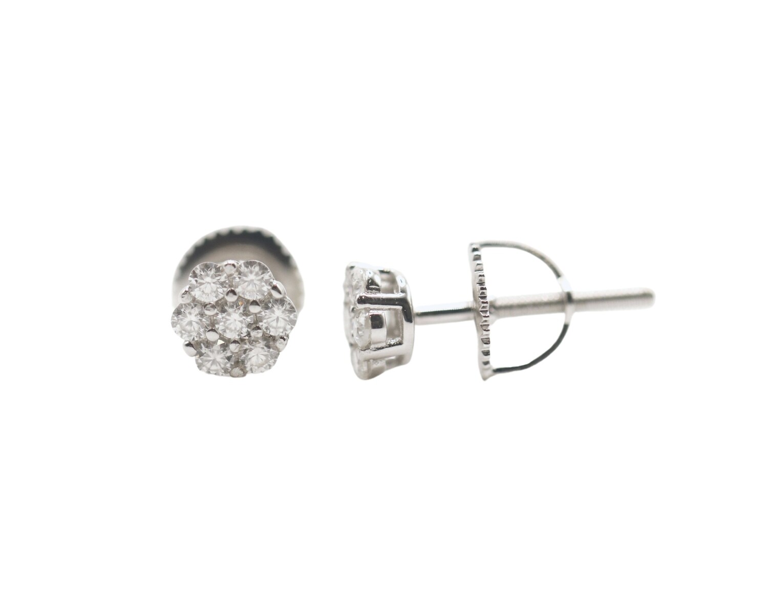 Halo Flower Sterling Silver Moissanite Earrings