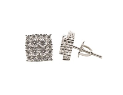 Square Cluster Sterling Silver CZ Earrings
