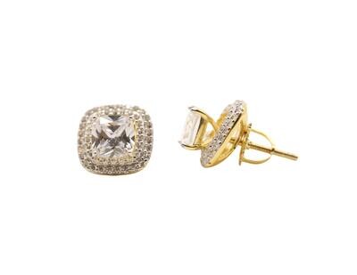 Detachable Solitaire Silver Gold Finish CZ Earrings