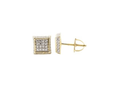 Square Pave Sides Silver Gold Finish CZ Earrings