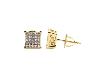 Square High Top Silver Gold Finish CZ Earrings