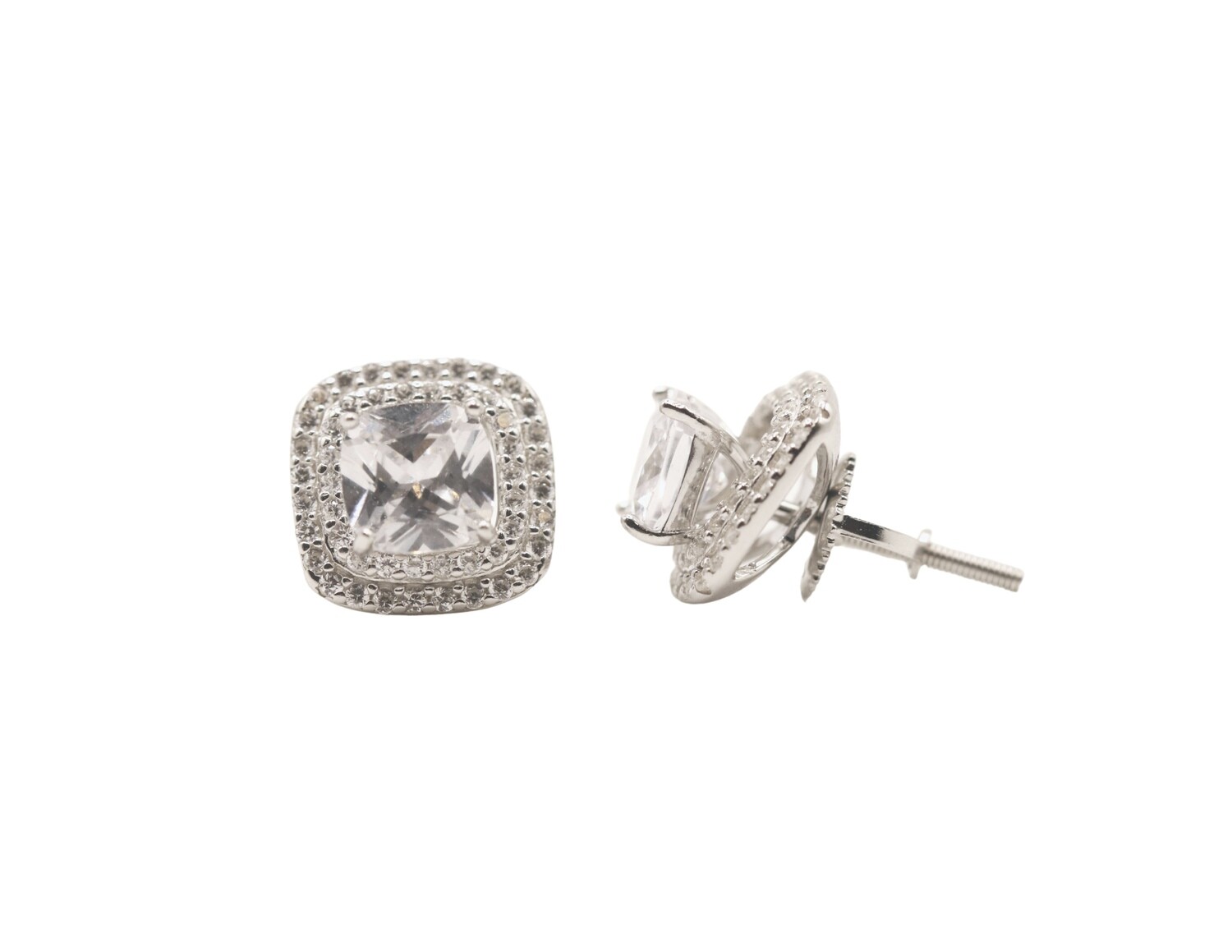Detachable Solitaire Sterling Silver CZ Earrings