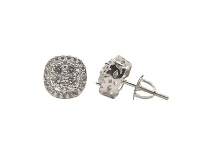 Halo Circle Sterling Silver CZ Earrings