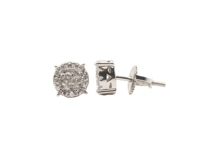 Halo Four Prong Sterling Silver CZ Earrings