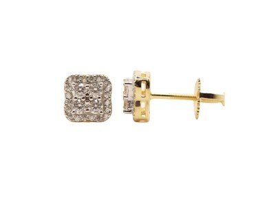 Curved Square Silver Gold Finish CZ Earrings