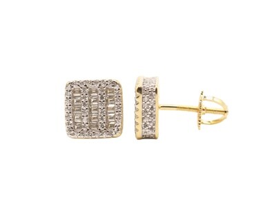 Side Ice Square Silver Gold Finish CZ Earrings