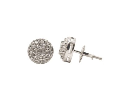 Round Seamless Sterling Silver CZ Earrings