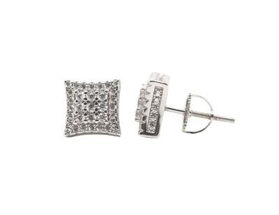 Square Edge Pave Sterling Silver CZ Earrings